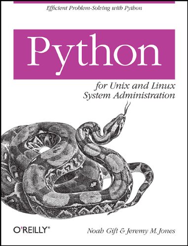 Cover of Python for Unix and Linux System Administration (O'Reilly), featuring an engraving of a python snake.