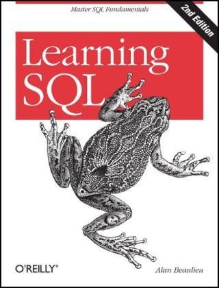 Cover of Learning SQL, 2nd Edition by Alan Beaulieu (O'Reilly), featuring an engraving of a frog.