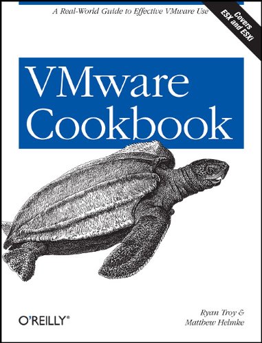 Cover of VMware Cookbook by Ryan Troy and Matthew Helmke (O'Reilly), featuring an engraving of a sea turtle.