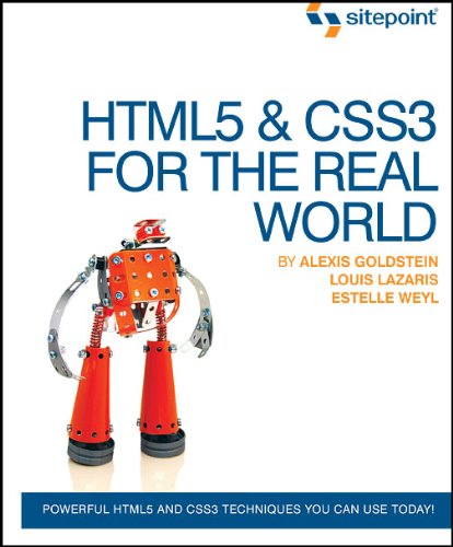 Cover of HTML5 & CSS3 for the Real World (SitePoint), featuring a red toy robot.